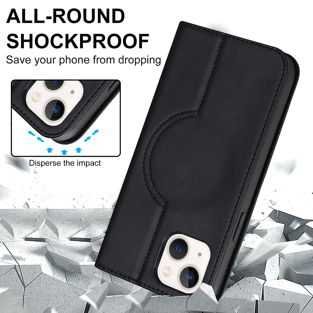 For iPhone 13 mini 5.4 inch RFID Blocking Phone Case Card Holder Stand Phone Leather Cover Compatible with MagSafe For iPhone 13 mini 5.4 inch RFID Blocking Phone Case Card Holder Stand Phone Leather Cover Compatible with MagSafe